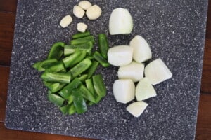 Cut peppers and onions