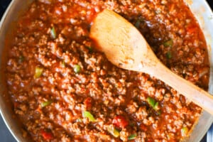 Old Fashioned Sloppy Joe sauce in the pan
