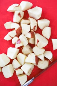 Red bliss potatoes quartered for potato salad