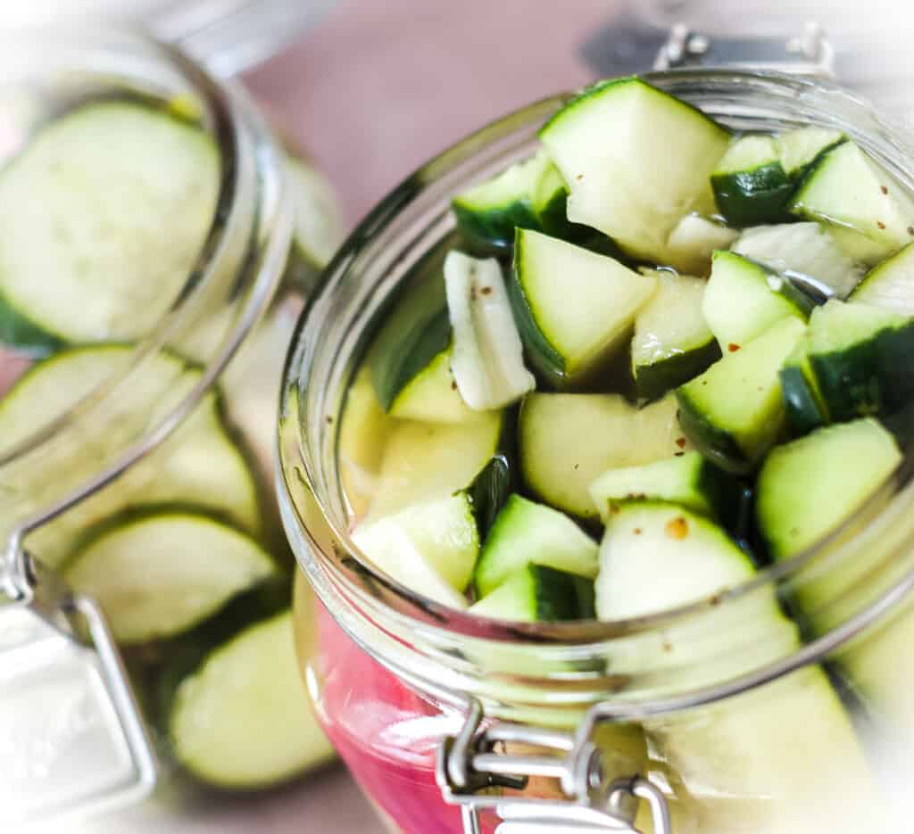 Quick Refrigerator Pickles in jars