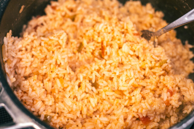 White Rice seasoned with salsa for flavor!