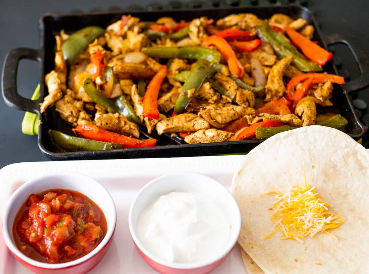 chicken fajitas alternatives for taco Tuesday! Served with all the fixings