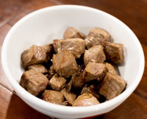 Browned beef in a bowl